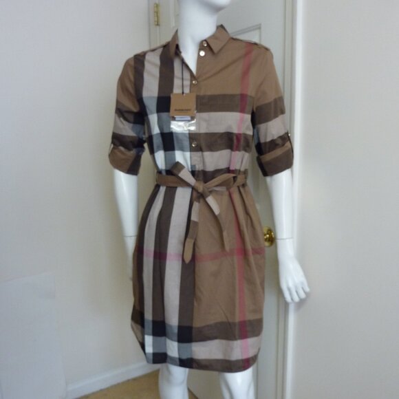 Burberry Tan and Brown Plaid Mini Dress - Picture 7 of 13